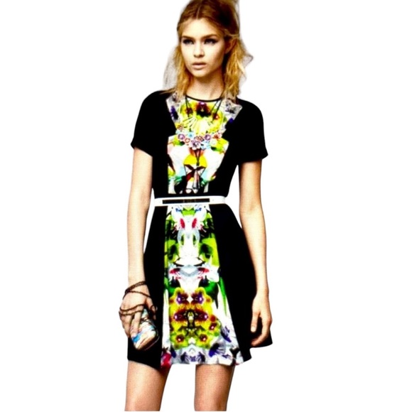 Prabal Gurung Black Multi Colored Floral Dress - Picture 1 of 5